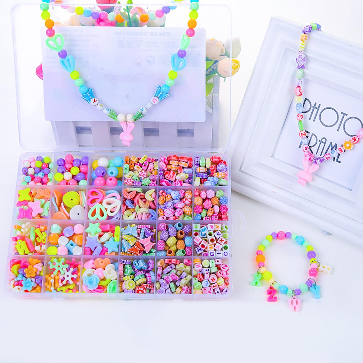 SYGA Beads for Kids Crafts Children's Jewelry Making Kit DIY Bracelets Necklace Hairband and Rings Craft Kits Birthday for 4, 5, 6, 7-Year-Old Little Girls-Multicolor (DIYBeadsSet-16)