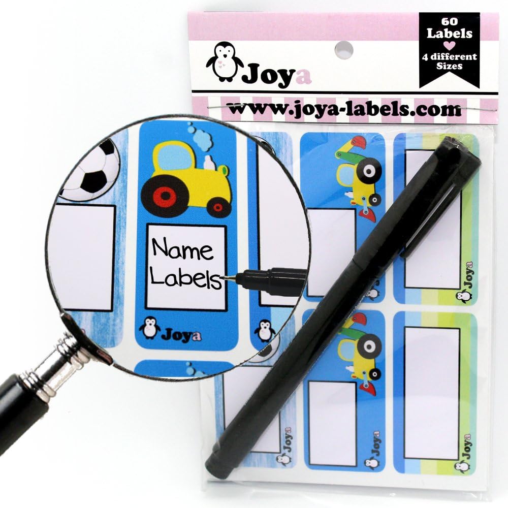 Baby Bottle Labels, Personalized Name Labels, Self-Laminating with Matching Permanent Pen - Great for Daycare, Kindergarten and School. (60 Labels)