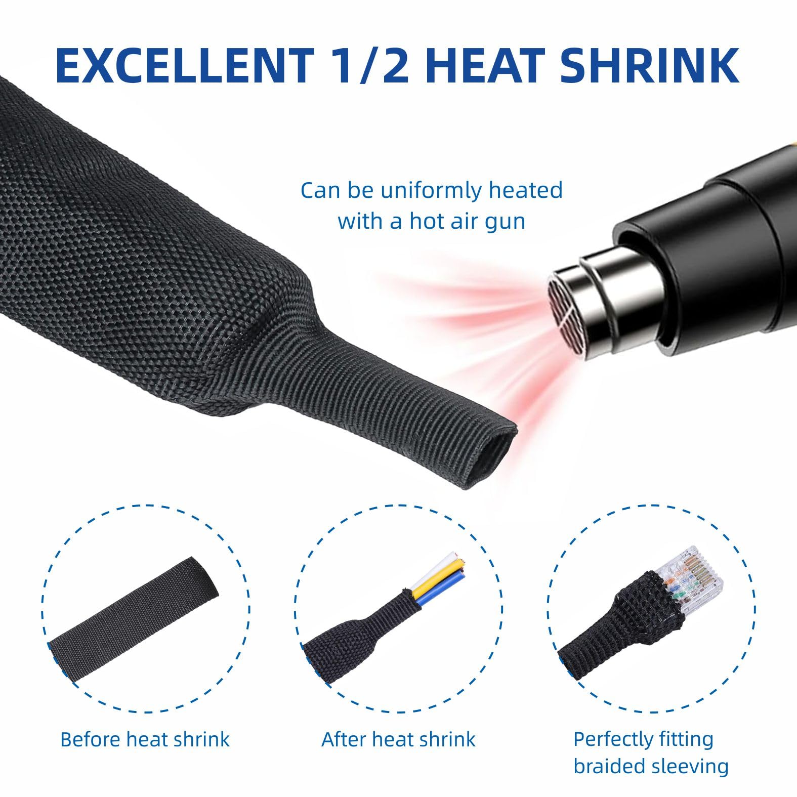 Aazon.co: Sonoreboo 2 In 1 Heat Shrink Braided Sleeving Fabric Tubing-Ideal Fit Irregular - View #4