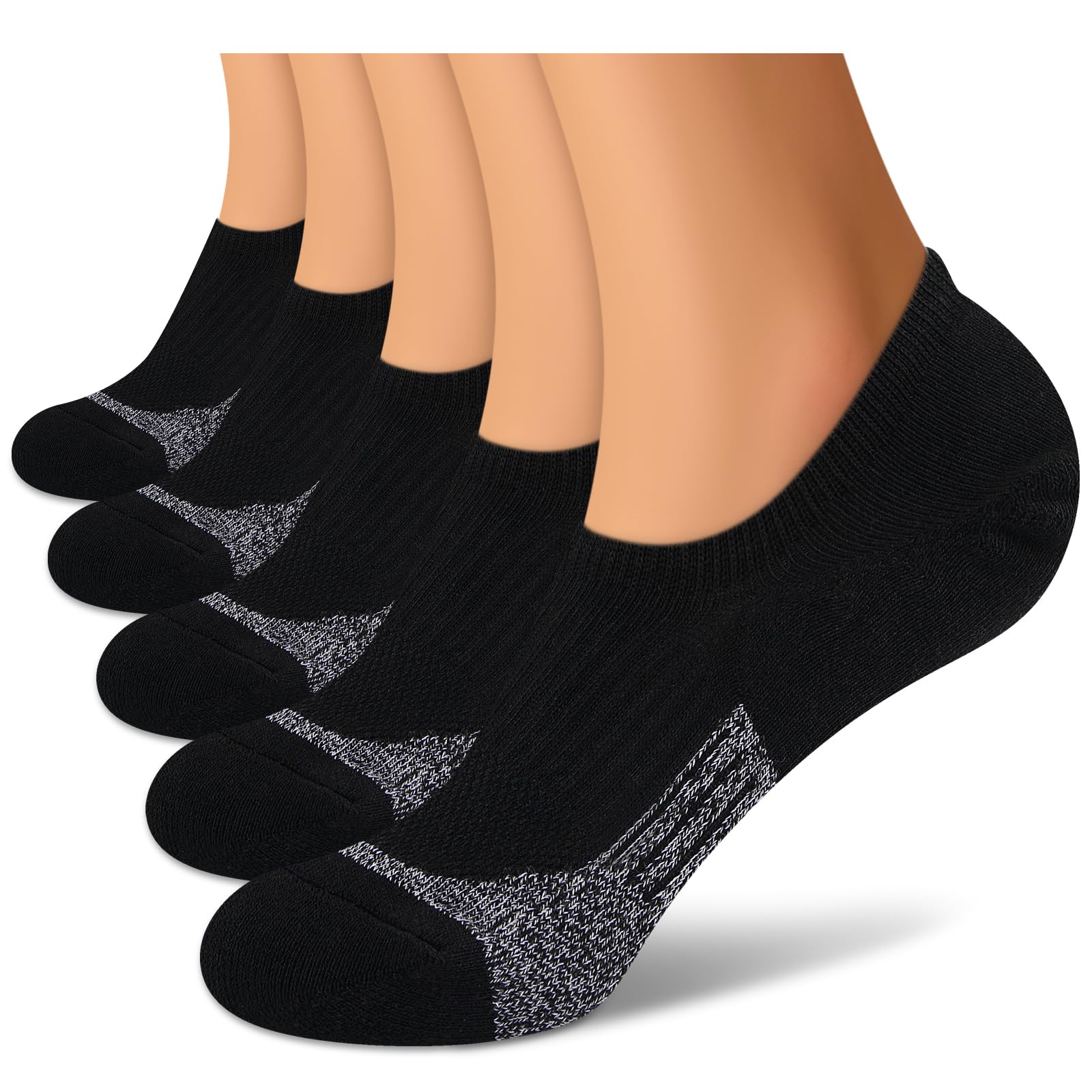 Photo 1 of cuangya No Show Socks Womens,Low Cut Athletic No Slip Cushioned Ankle Socks Invisible for Running Sport Hiking 5-Pairs Black