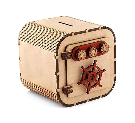 Kiesh Money Bank Wooden Piggy Bank for Boys, Girls & Adults | Undiyal Box | Coin Saving Box Handmade Wooden Safe Wallet Coin Box Birthday Gifts for Kids, Boys, Girls & Adult