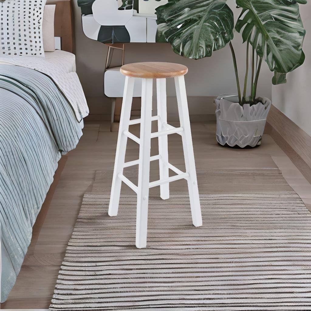Ergode Wood Element Bar Stool Set - Elegant, Durable, Versatile Kitchen Seating (White)
