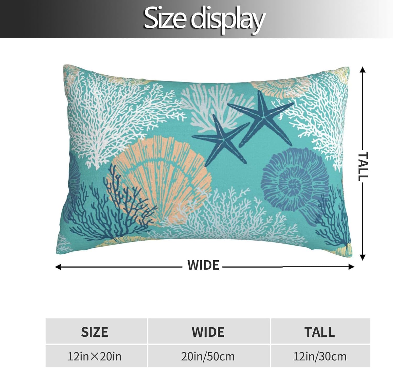Coastal Beach Throw Pillow Covers Ocean Seashell Coral Starfish Lumbar Pillow Cover 12x20 Inch Set of 2 Nautical Coastal Pillowcase Rectangle Cushion Cases for Home Bed Sofa - Image 4