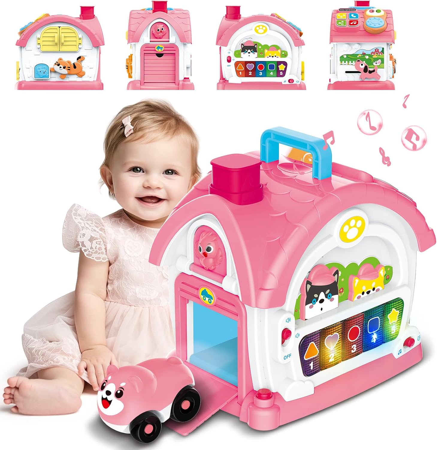 Montessori Toys for 1 Year Old Girl Gifts, Musical Toys for Toddler 1-3 with Play Phone, Mirror, Piano, Educational Baby Toy for 12-18 Months Birthday Gifts