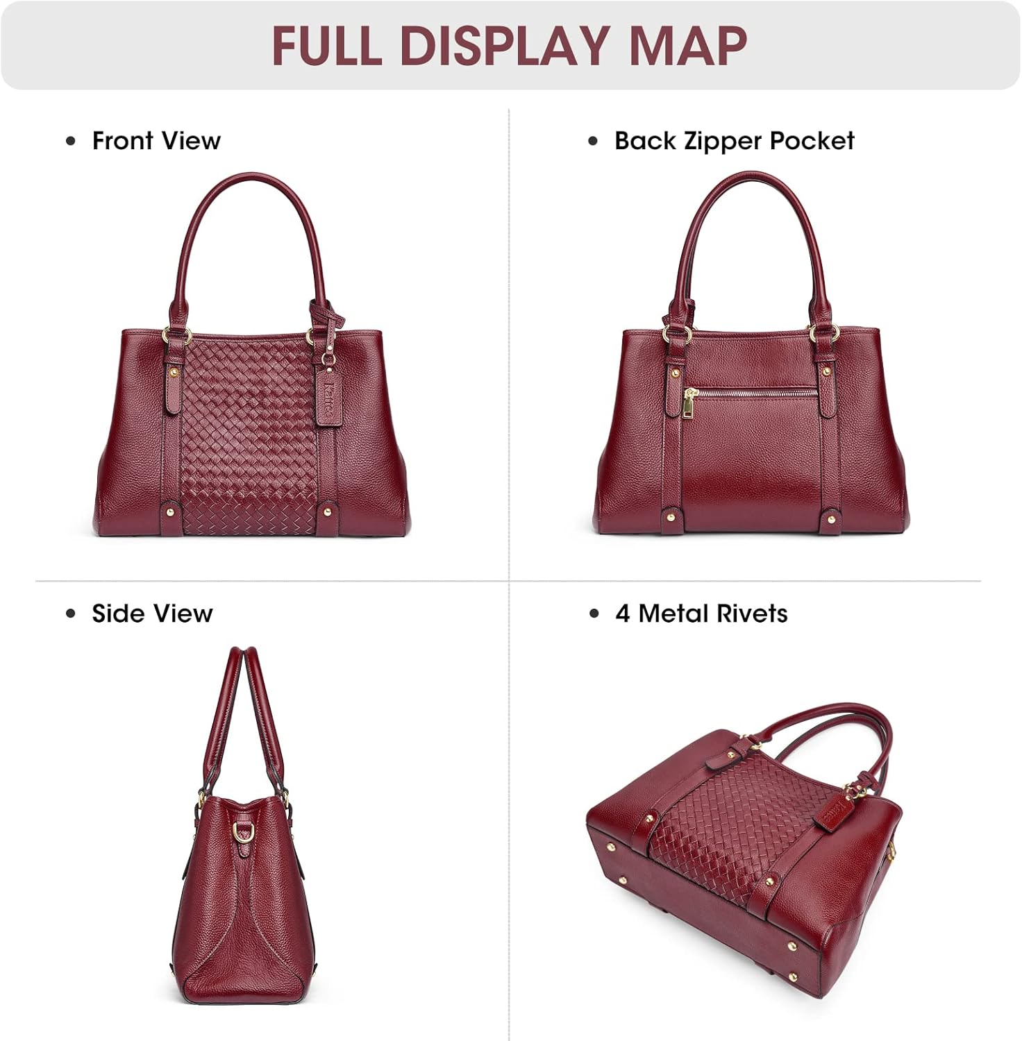 Kattee Women Soft Genuine Leather Satchel Bags Top Handle Crossbody Purses and Handbags Totes Shoulder Hobo