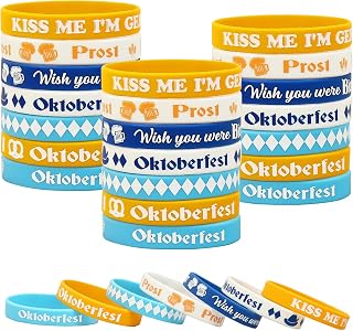 49PCS Oktoberfest Beer Wristbands Bracelets – German Bavarian Party Favors Gifts Supplies Decorations