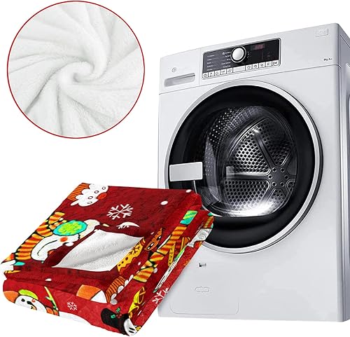 Miniatura 7 de Manta de Navidad de felpa suave, calcetines navideños de muñeco de nieve y ciervo para sofá, manta cálida para sofá, cama y sala de estar, 50 x 60