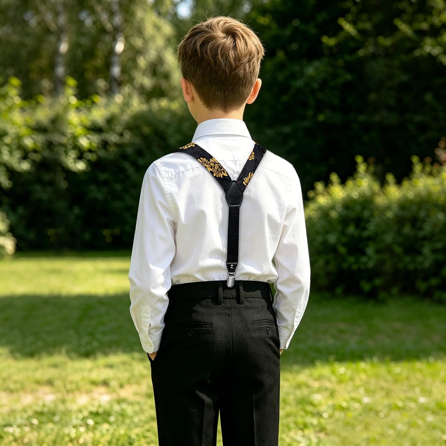 DiBanGu Suspenders for Boys Bow Tie Set Adjustable Y Back Toddler Suspenders for Wedding Graduation