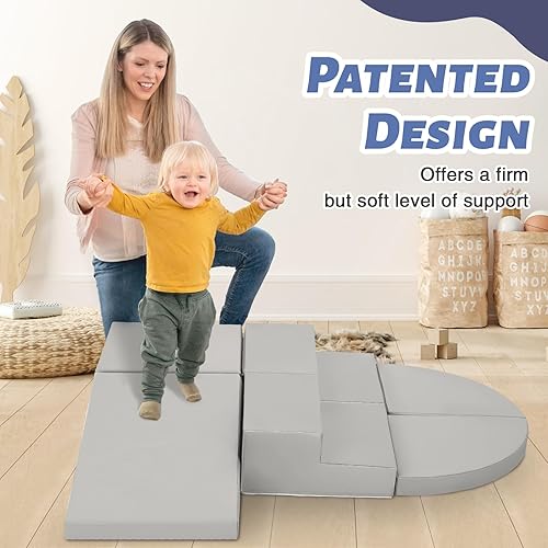 Miniatura 9 de TODIBY Juguetes de escalada de cuero sintético suave de 6 piezas, bloques de escalada de espuma para bebés, estructuras de escalada de gimnasio para