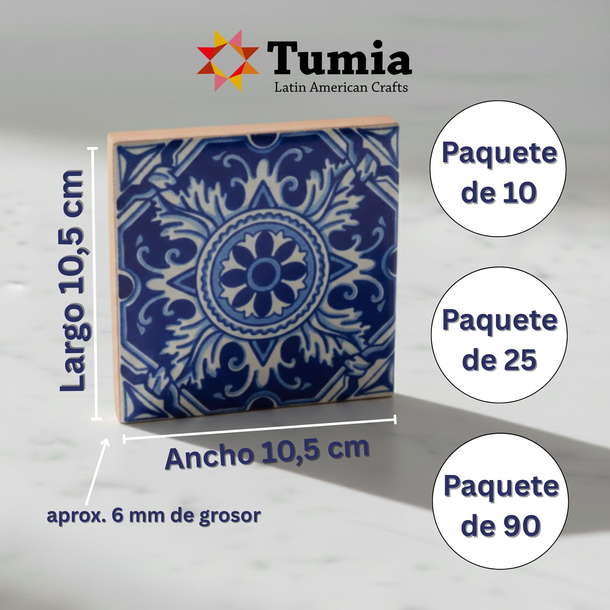 Tumia LAC Azulejos Mexicanos Artesanales de Talavera de 10.5cm