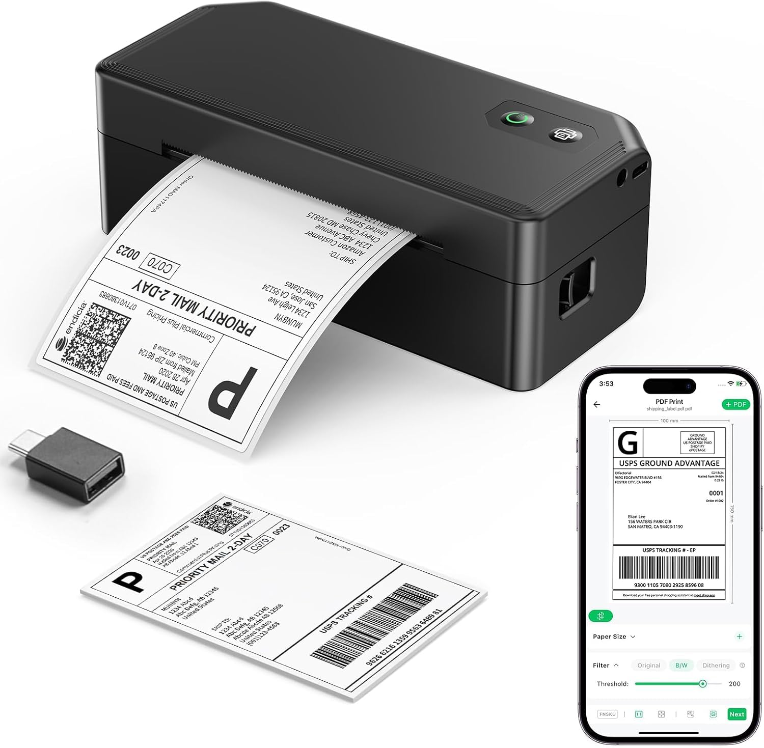 SVANTTO Impresora Térmica Bluetooth, Impresora de Etiquetas de Envío 4x6 para Pequeñas Empresas, Compatible con iOS, Android, Windows, Mac, Amazon, Shopify, USPS, UPS, Etsy