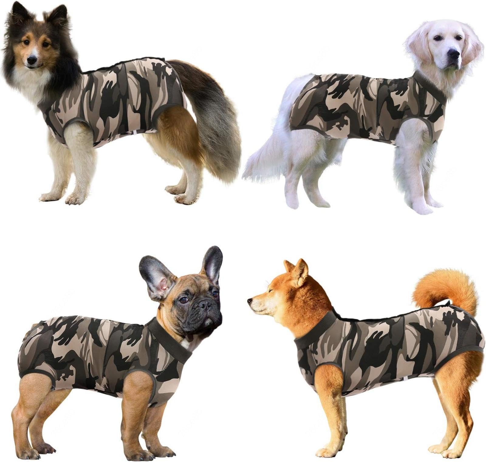 Kombinezon regeneracyjny dla psów - Rany Spryskiwanie Lekki nietrzymanie moczu Kombinezon regeneracyjny dla psów Kobieta - Onesie dla psa Kobieta -Vu01,Greencamouflage-L