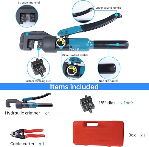 Miniatura 2 de Muzata Herramienta de prensado de barandilla de cable personalizada, herramienta de prensado hidráulico para barandilla de cable de acero inoxidable