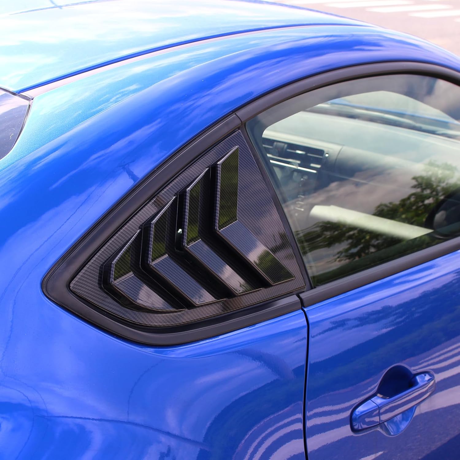 FREEMOTOR802 Quarter Window Louvers Fits 2022-2025 Subaru BRZ & Toyota GR86, IKON Style Carbon Fiber Print ABS Plastic Side Window Louvers Vent Scoop Sun Shade Covers 2PCS Driver & Passenger Side