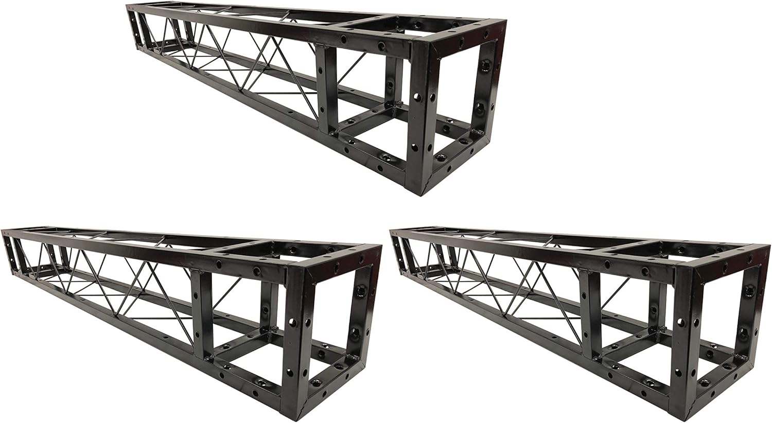 Three (3) 1.5 Meter 4.92 ft. Square 8"x8" Black Trussing Box Truss Section Bolted