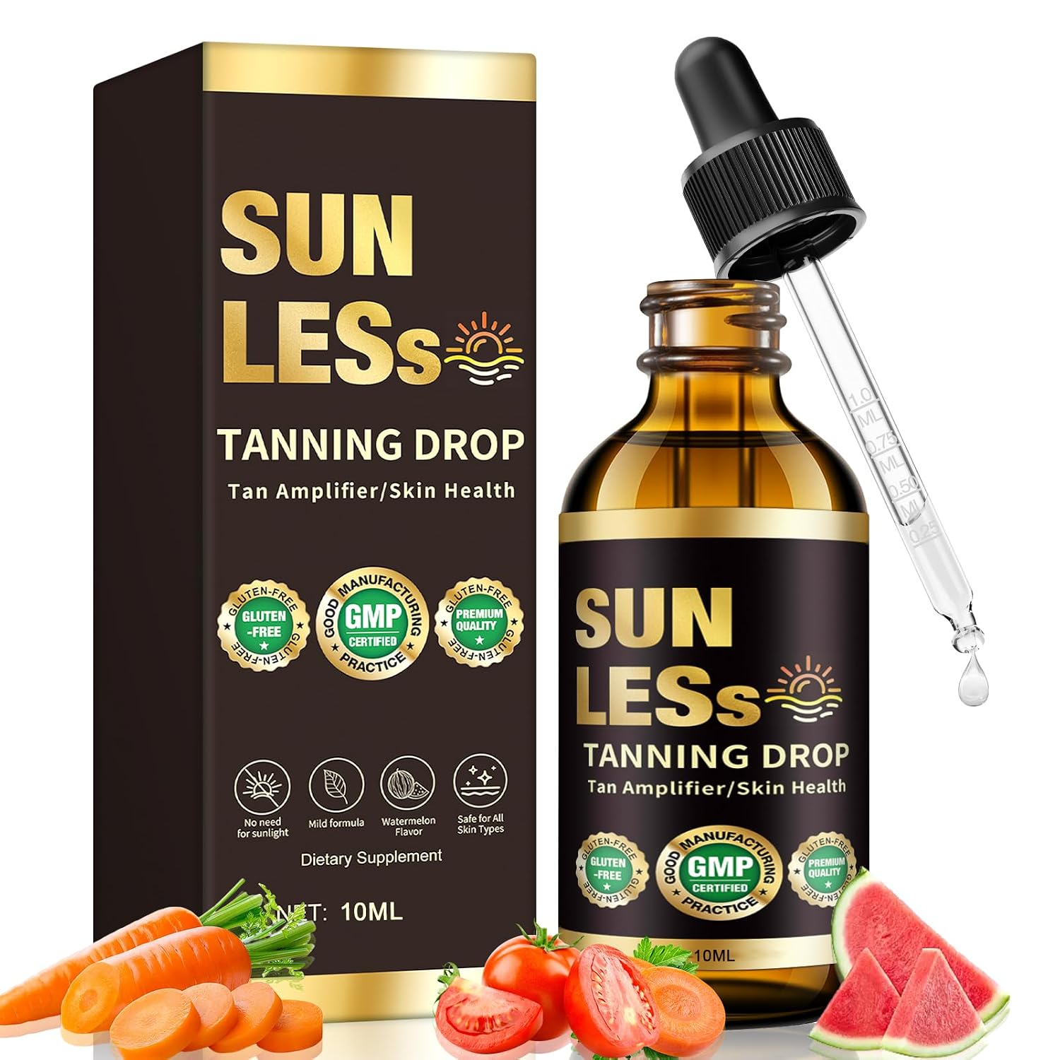 Sunless Tanning Drops Natural Tanning Drops Bronzing Drops for Face & Body for Natural Glow & Long-Lasting Tans Without Sun Enhancing Natural Skin Tone 2 Fl Oz (Pack of 1)
