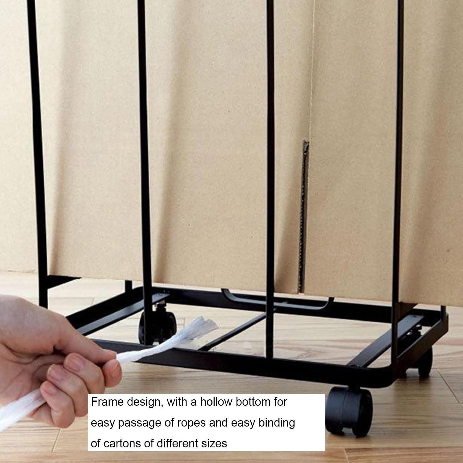 Supporto in cartone resistente con ruote, scaffale portatile per scatole di cartone, organizer commerciale per casa, supermercato e magazzino (nero)
