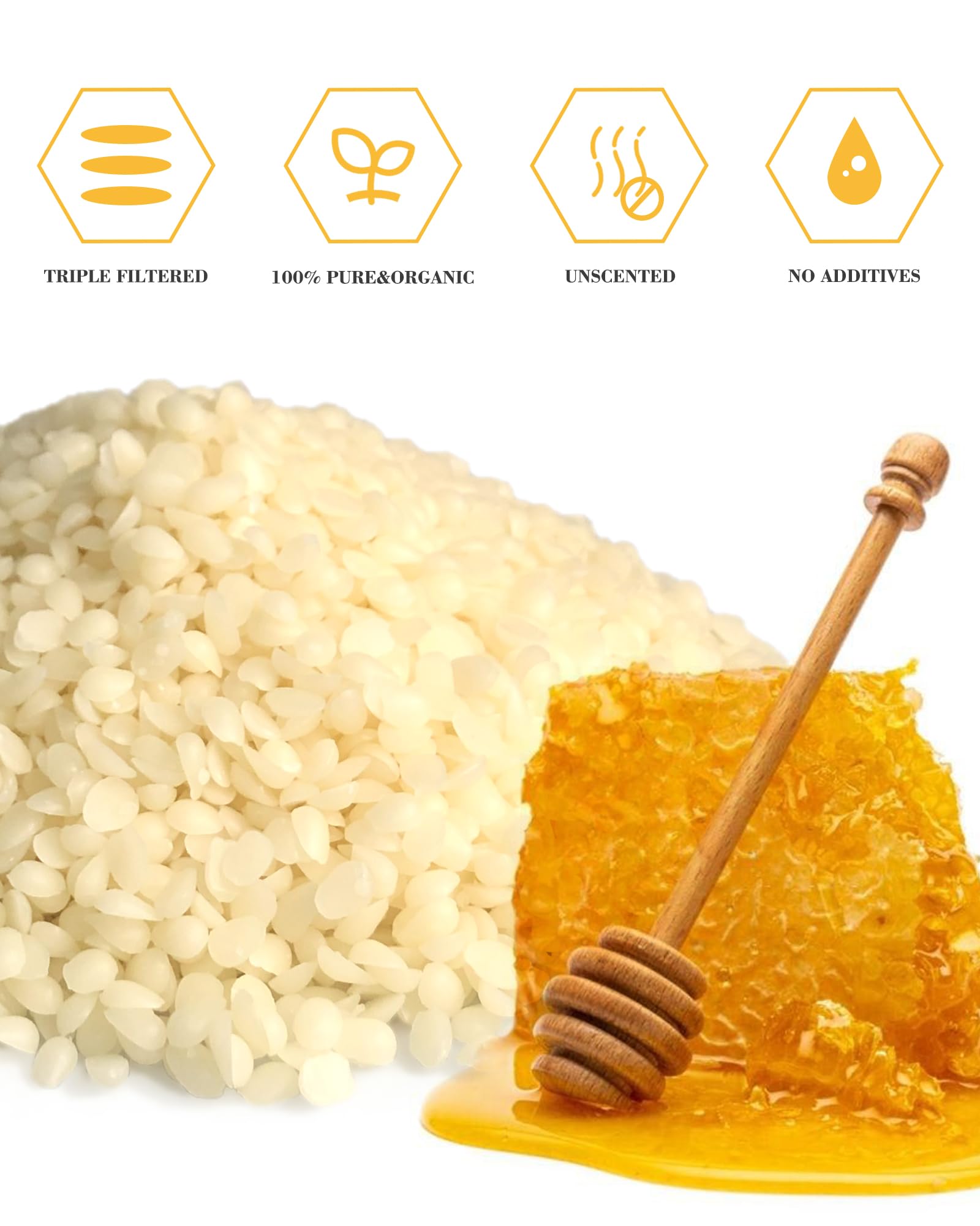 TRINIDa Pellets de cera de abeja de 5,5 kg, cera de abeja blanca para velas de bricolaje, cera de abeja para hacer velas, piel, cuerpo, cara y cuidado del cabello, lociones, cremas de bricolaje,