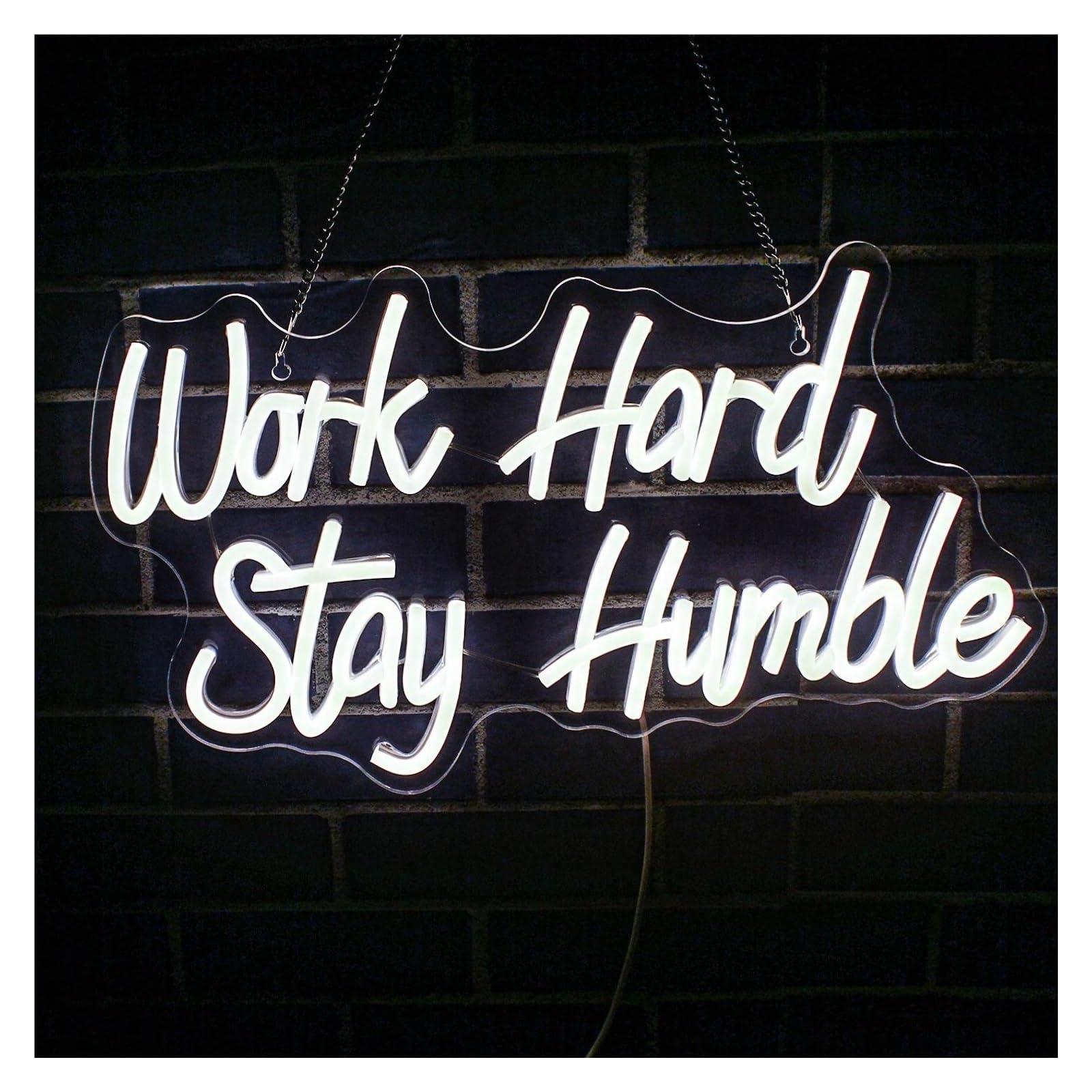 SHOUXI Sign Lamp Work Hard Stay Humble Neon Signs USB Powered, Lettera Neon Lights Suitable for Wall Decor Dimmable Night Lights 24cmx42cm(A)