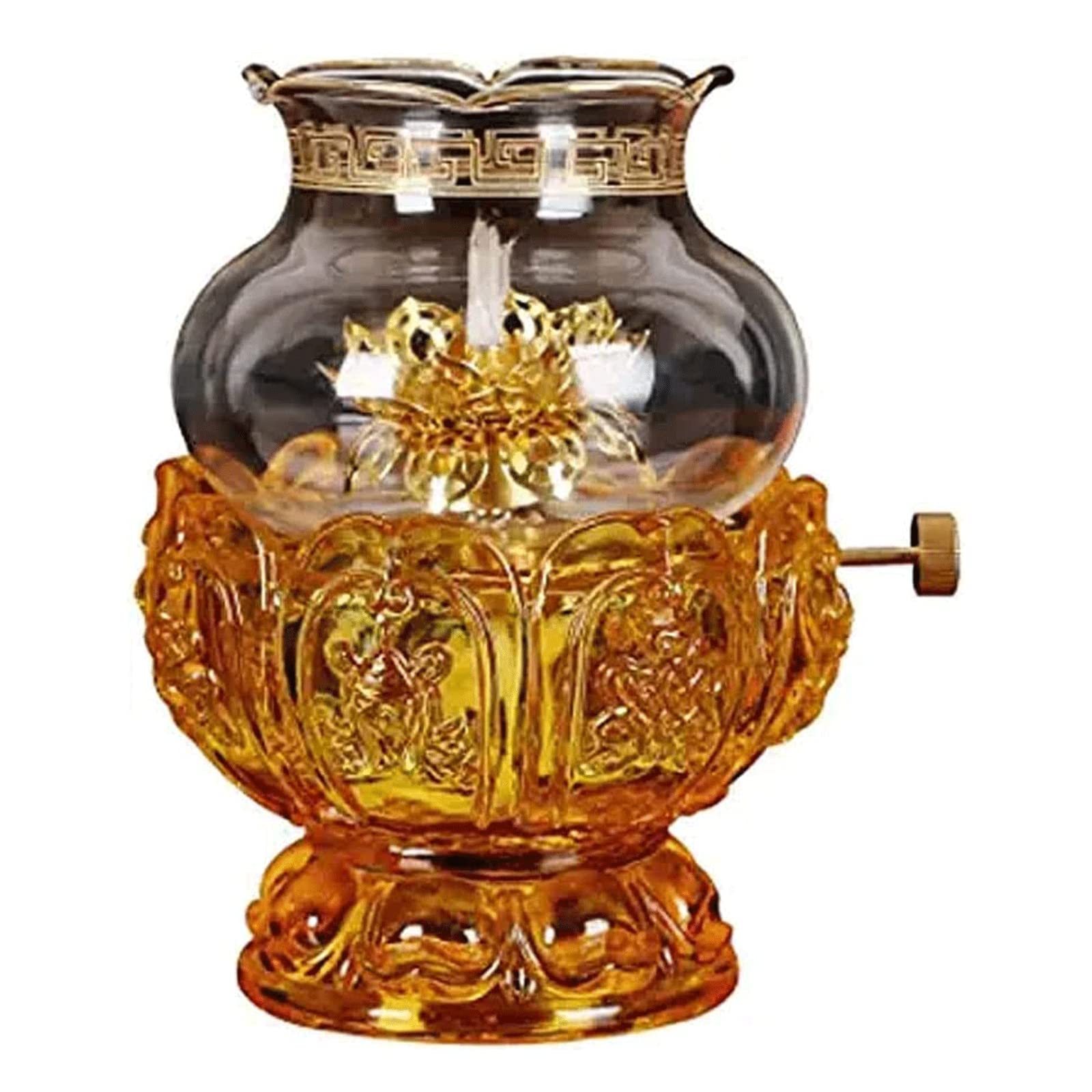 vfdaSWQQ kerosene lamp, 1 Lamp Lotus Zen Buddha Front Light Retro Lantern with Adjustment Wick Emergency Illumination