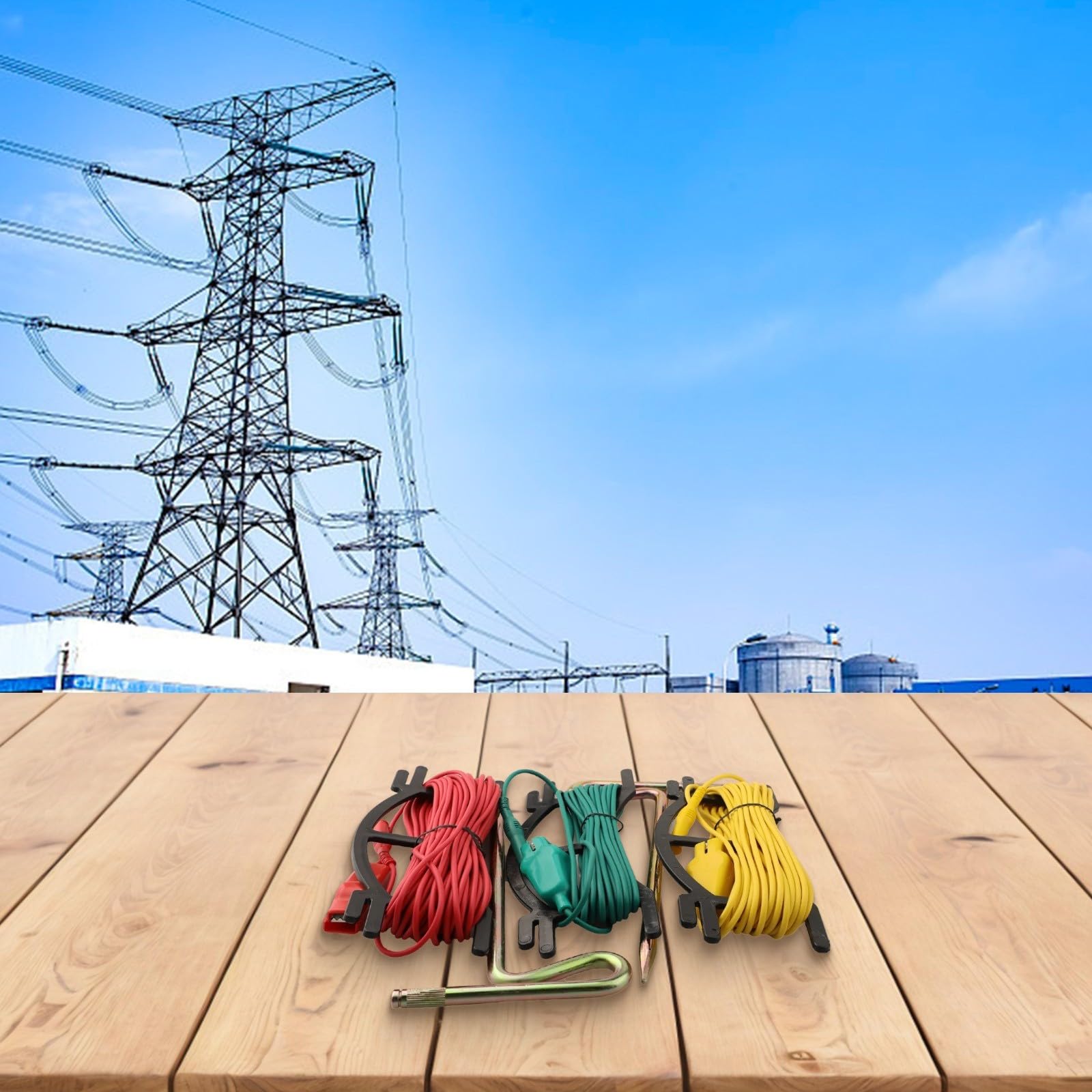Digitales Erdungsmessgerät Zubehör Set Mit 3 Prüfkabeln Und 2 Erdungsstäben Für Elektriker, Erdungswiderstandsprüfung, Industrie Messtechnik