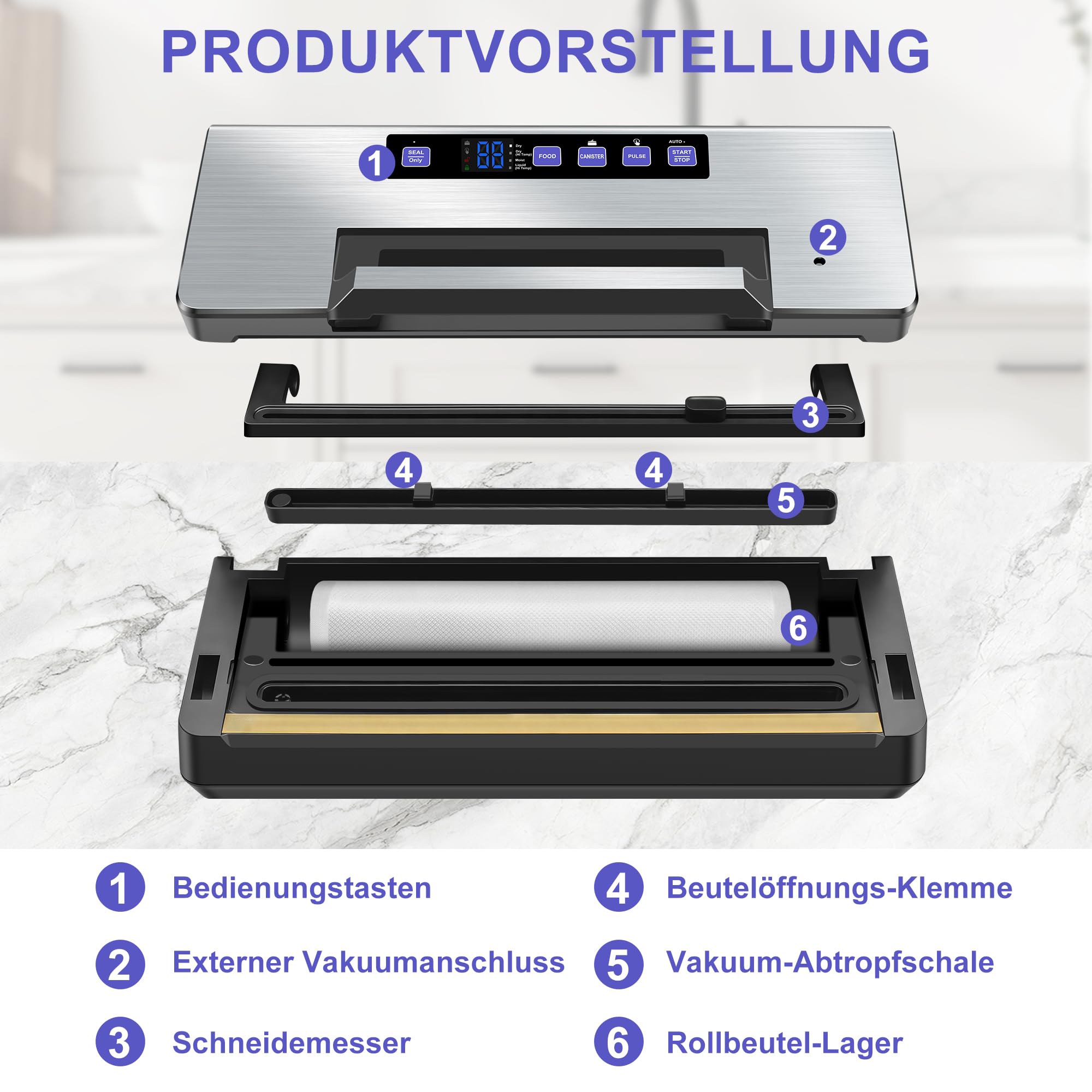 Vakuumiergerät, 10L/min Vakuumierer, Folienschweißgerät für Lebensmittel