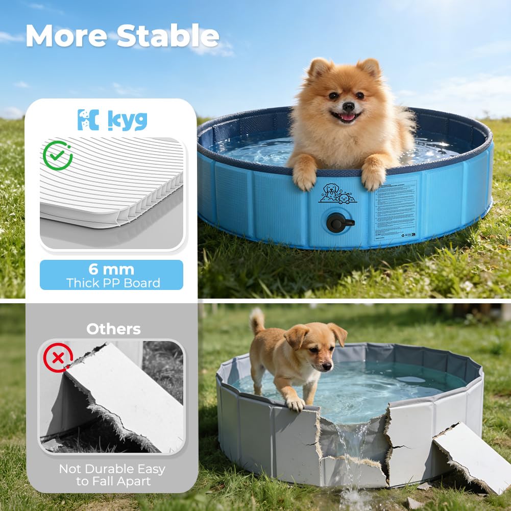 KYG Piscina para Perros 80x20cm, Plegable, PVC, Antideslizante y Resistente a los arañazos, para Perros pequeños, con 4 Parches de reparación