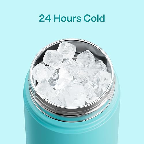 Miniatura 80 de ENCOOL Botella de agua aislada con popote, de acero inoxidable, a prueba de fugas, sin BPA, al vacío de doble pared que se mantiene fría durante 24