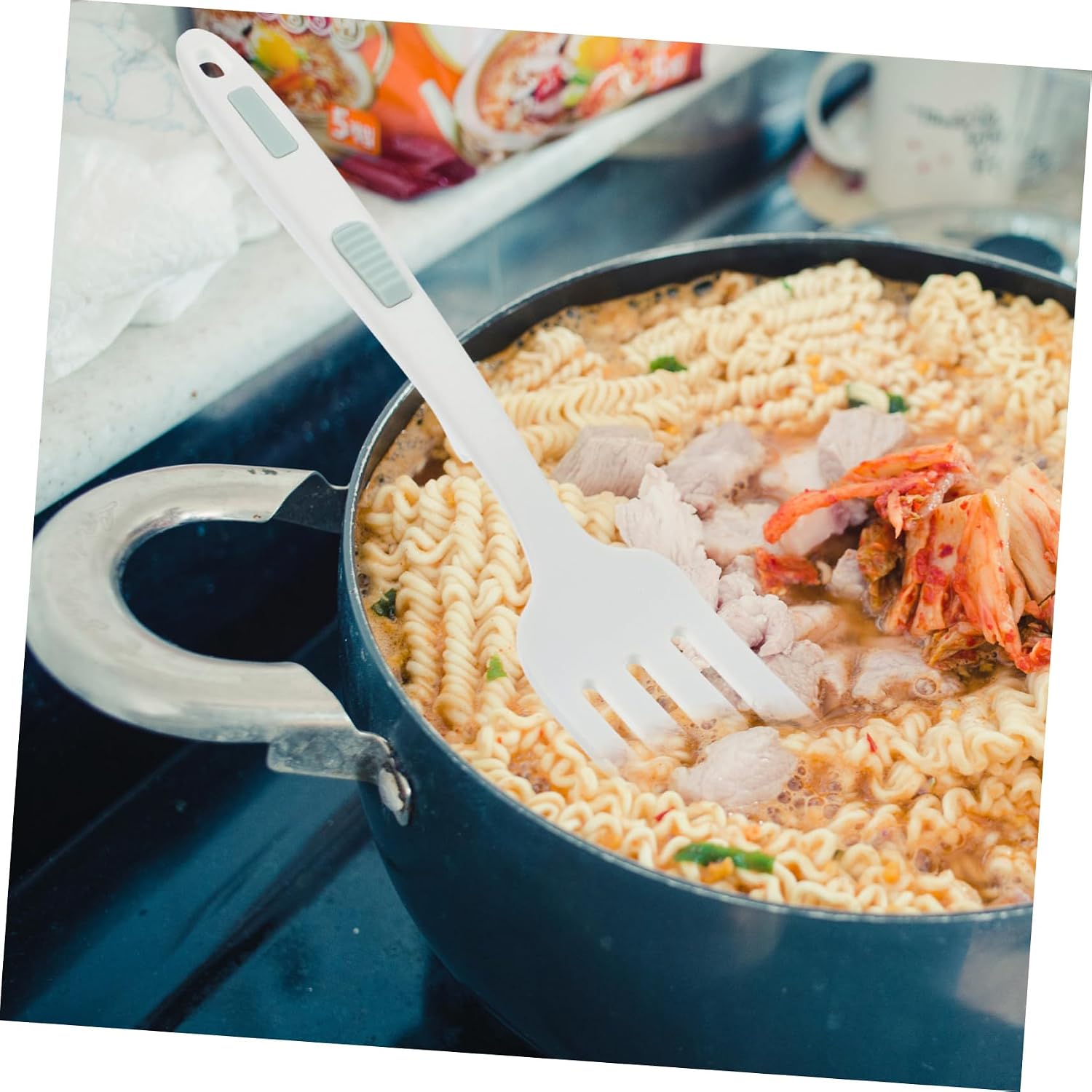 Silicone Flexible Pasta Fork with Smooth Surface and Comfortable Grip