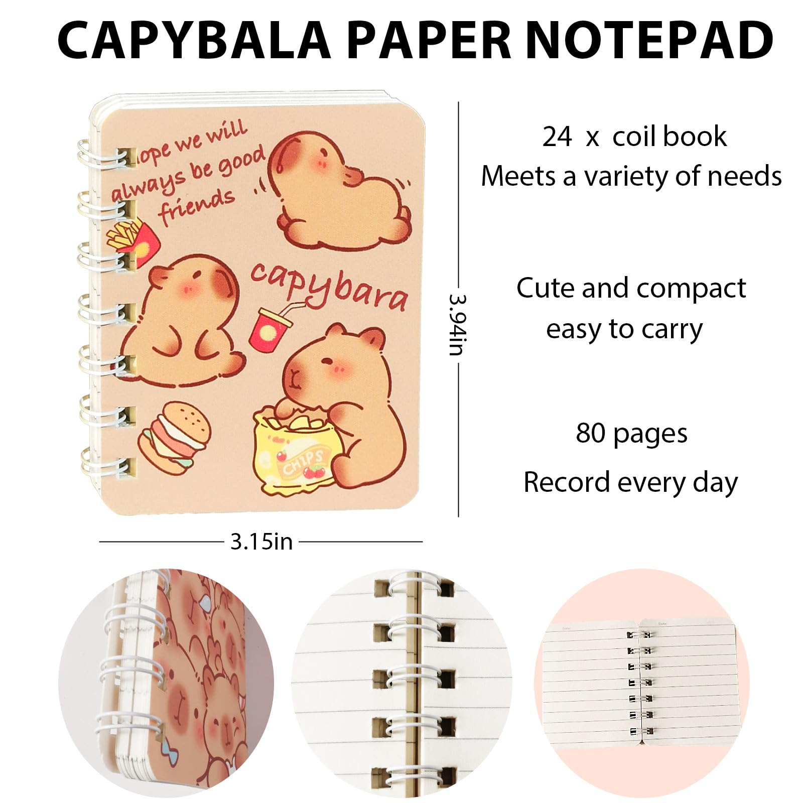 96 szt. Capybara prezenty luzem, długopisy 4 w 1, naklejki, notatniki, organza, luzem, zestaw prezentów dla nauczycieli, szkoły, biura, na imprezę, artykuły