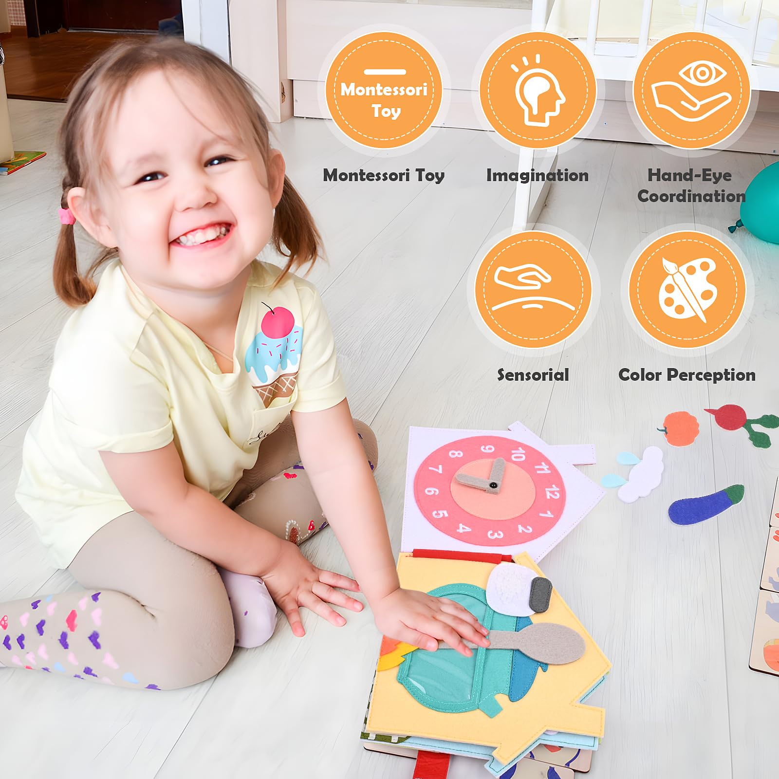 Livre en feutre 3D Montessori - Busy Board - Jouet éducatif - 9 livres