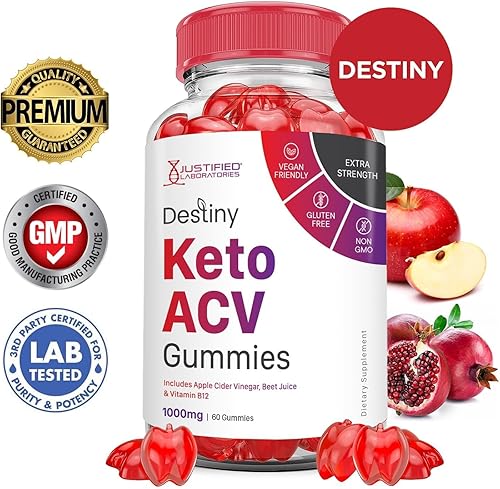 Miniatura 10 de Destiny Keto ACV - Gomitas de fórmula avanzada de 1000 mg Destiny Keto Gummies Vinagre de sidra de manzana formulado con jugo de granada y remolacha