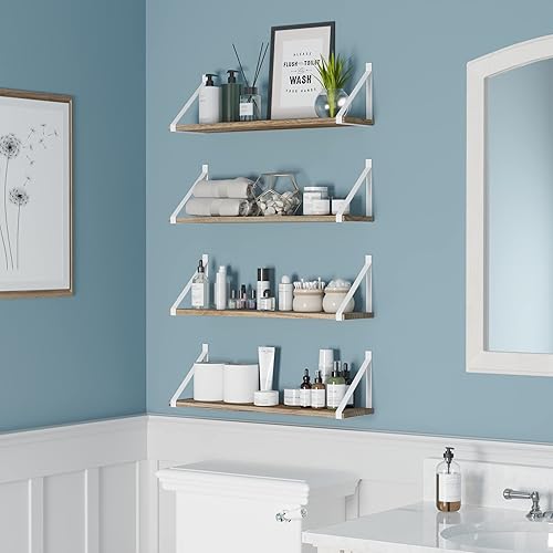 Miniatura 5 de Wallniture Bora - Estantes flotantes rústicos de 24 x 6 pulgadas, estantería de pared para decoración de sala de estar, estantes para decoración de