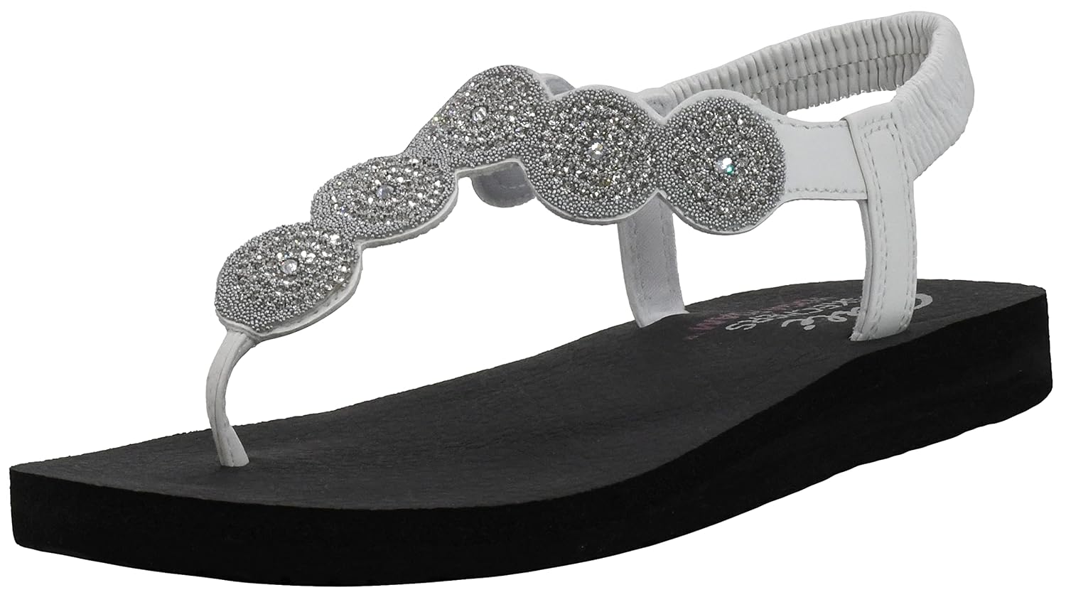 Skechers womens Meditation - Stars Sparkle - Circular Rhinestone Slingback Thong