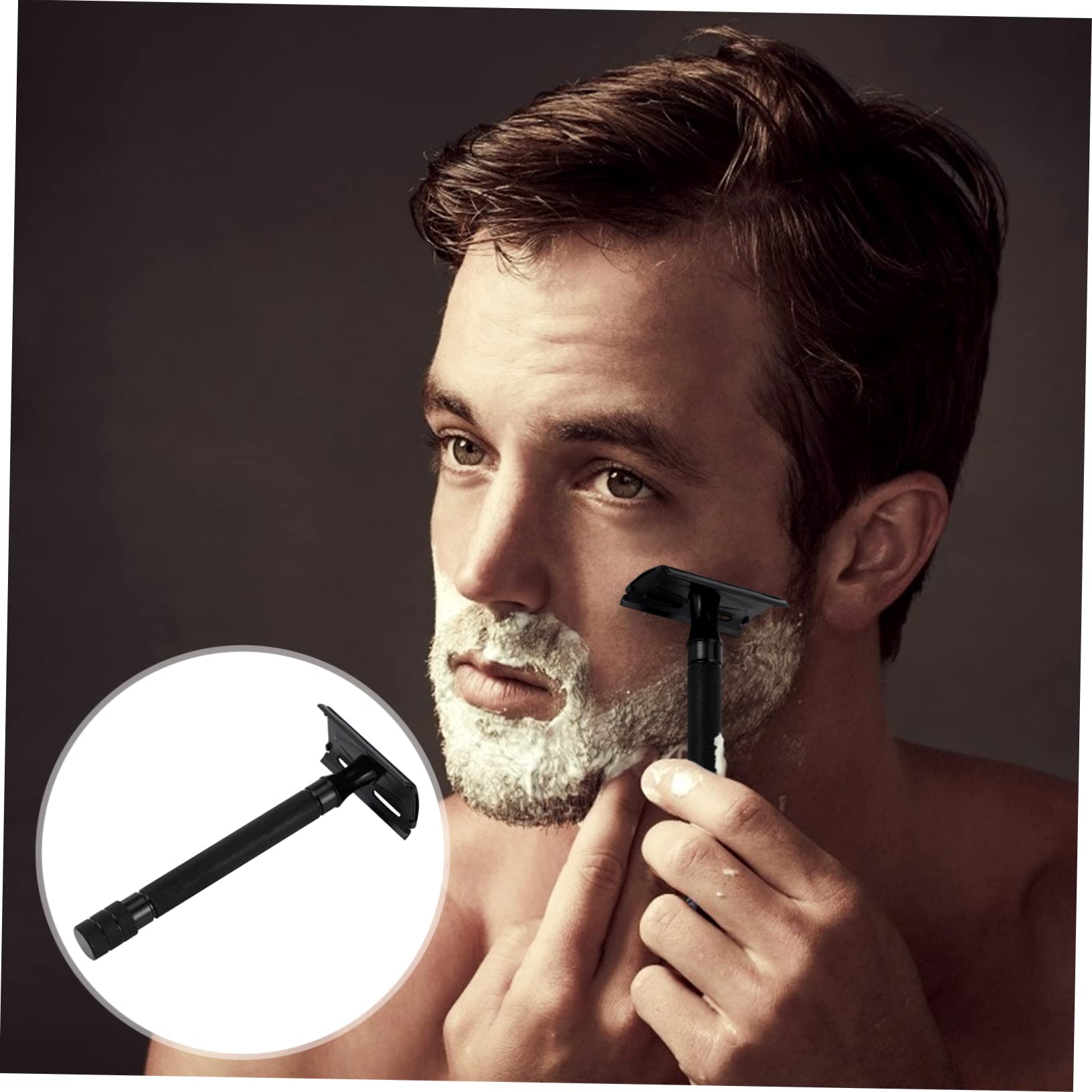 TOVINANNA Double Razor Safety Razor Manual Shaver Beard Trimmer Shaving Tool Brush