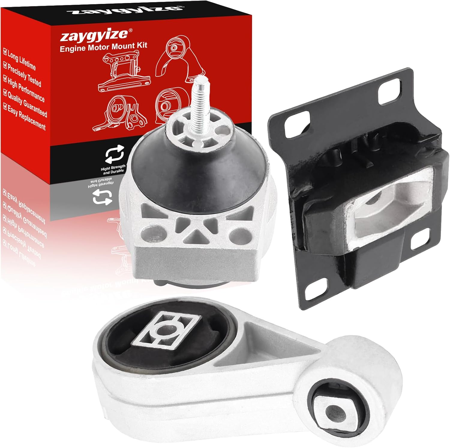 3 Pcs Engine Motor & Transmission Mount Kit Compatible with 2000-2004 for Ford Focus 2.0L DOHC ,Replace OE# A2939 A2986 A3003