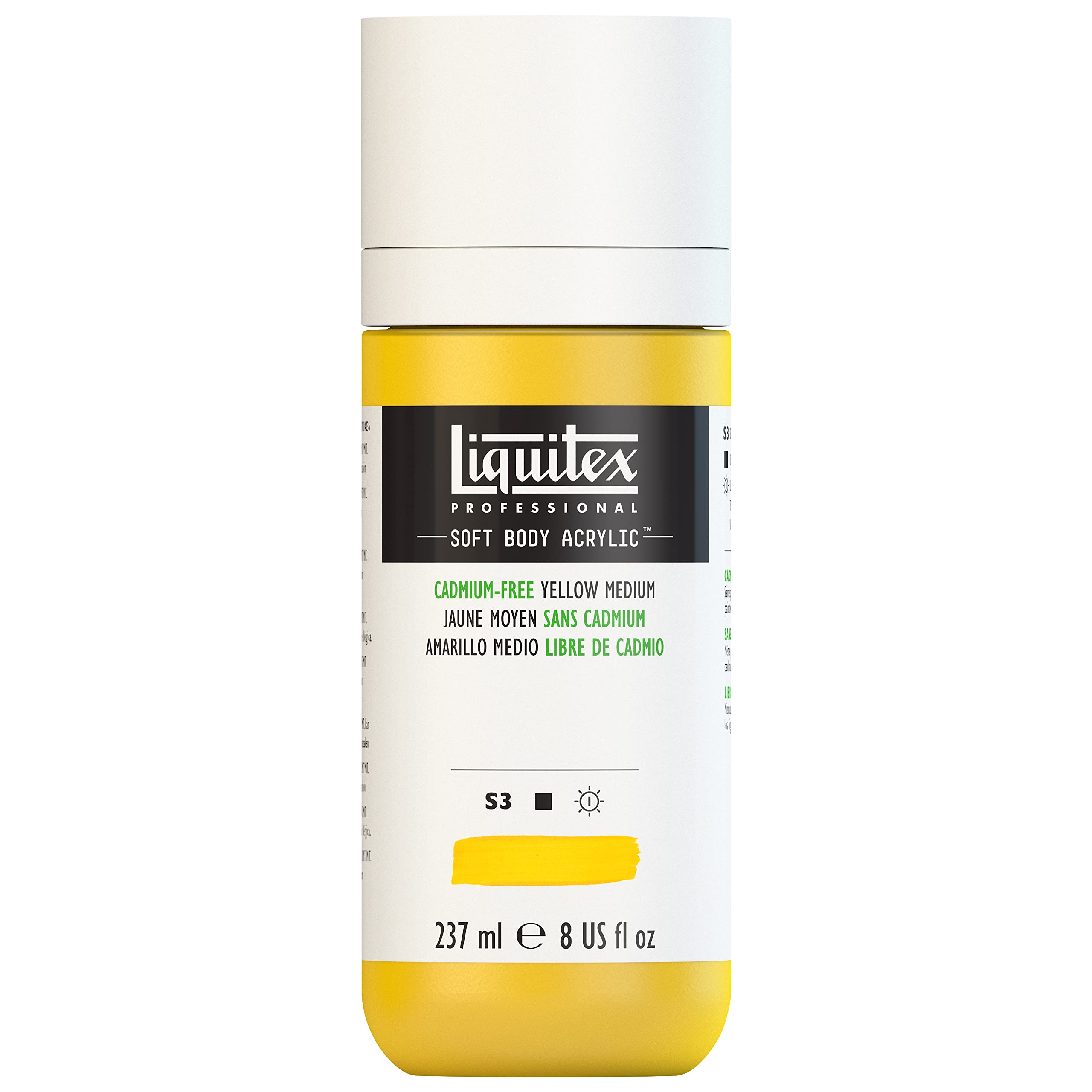 Liquitex Soft Body 237ml - Extra Fine Acrylic Colour with Low Viscosity - Cadmium Yellow Medium