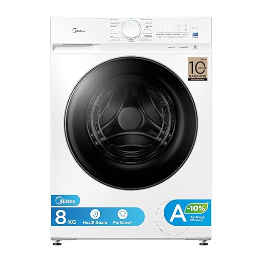 Midea Waschmaschine V3 series, 8 kg | Energieeffizienzklasse A-10% | 1400 U/min | Dampffunktion | Tierhaare| 15-Min Schnellwäsche | Woolmark-Zertifiziert | MFV3EW80BA10 | Weiß