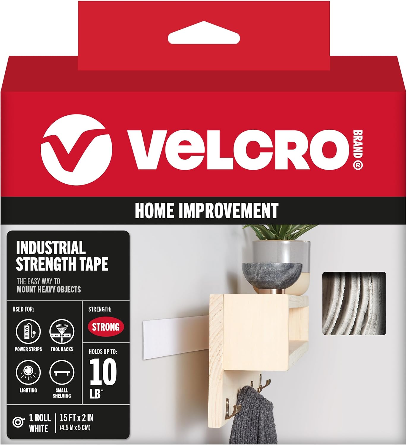 Velcro Usa Consumer Pdts 90198 Fastener Tape, Industrial Strength, White, 2-In. x 15-Ft. - Quantity 3