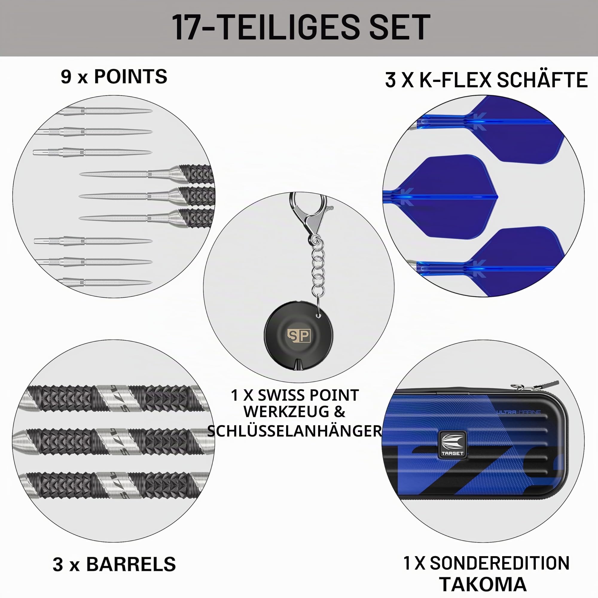 Target Darts 975 Ultra Marine 97.5% Wolfram Swiss Point Stahlspitze Dart Satz with K-Flex