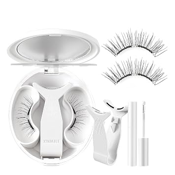 Magnetic Eyelashes, Magnetic Eyelashes Kit Asian with Applicator, Reusable No Glue Lashes, Natural Look Lashes Set, Easy to Wear and Remove Silky Black + Styling Liquid