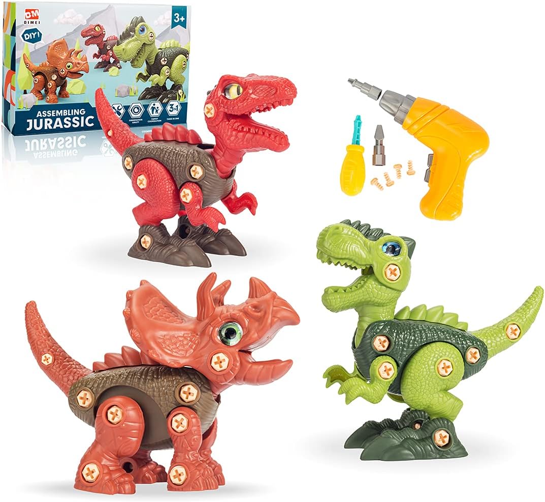 mom&myaboys Kids Dinosaursplanet Toys Creator Mighty Dinosaurs Build Toys Take Apart Dinosaur Toys for 3 4 5 6 7 Yr Old Kids, Education Toys for Kids Ages 4-8,Best Gift for Kids Birthday Gift (3Pcs S)