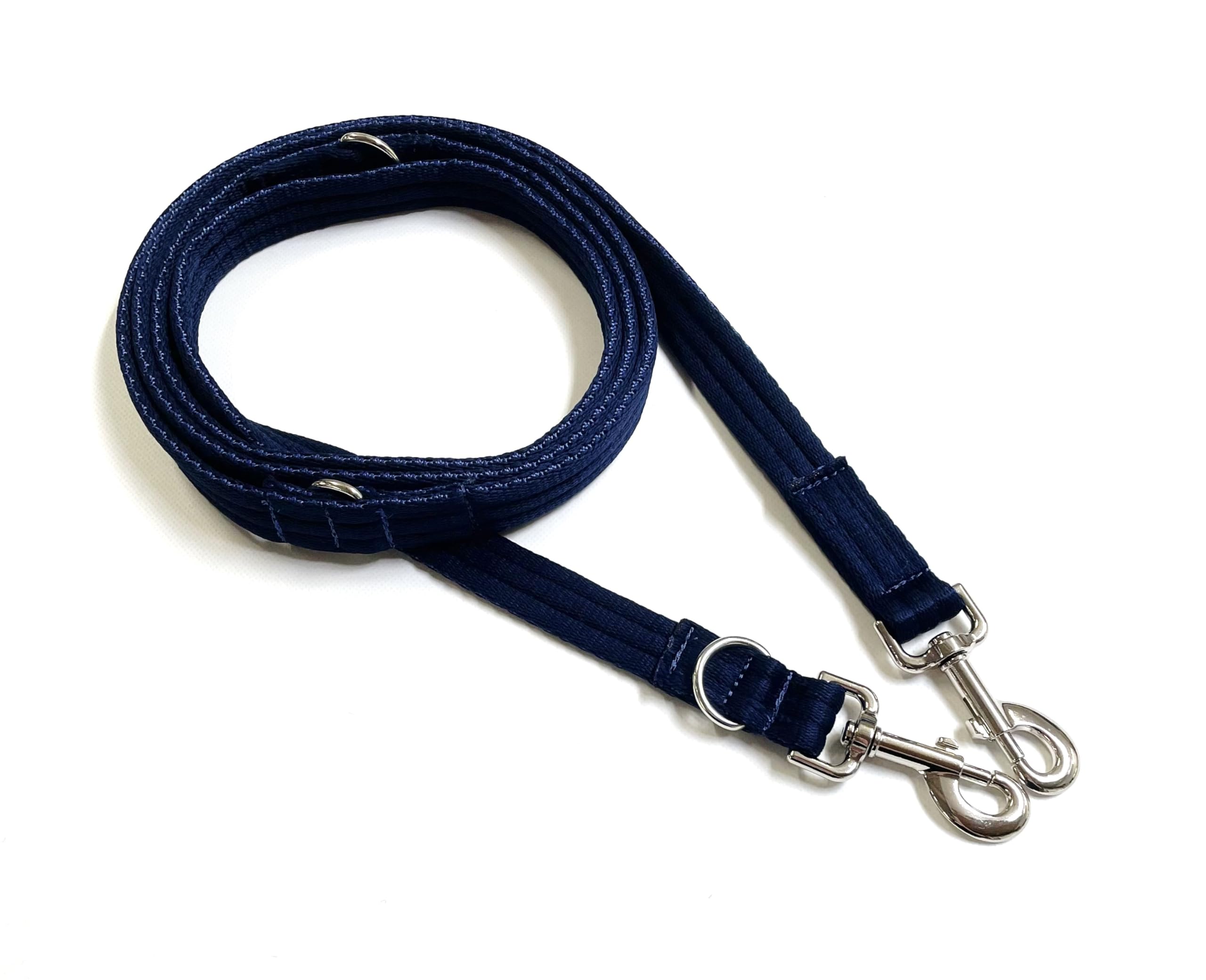 Double Ended Dog Training Lead Police Style Adjustable Leash 15ft (4.5 Metres) Multi-Functional In Air Webbing (Navy, 25mm Air Webbing)