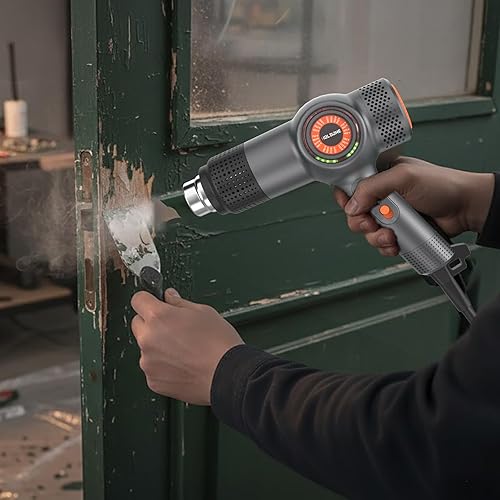 Miniatura 2 de Heat Gun Fast Heating 1800W 122℉-1202℉ LED 3-color light to display temperature Shrink wrap heat gun with 4 Nozzles for Soften,Car film,Drying