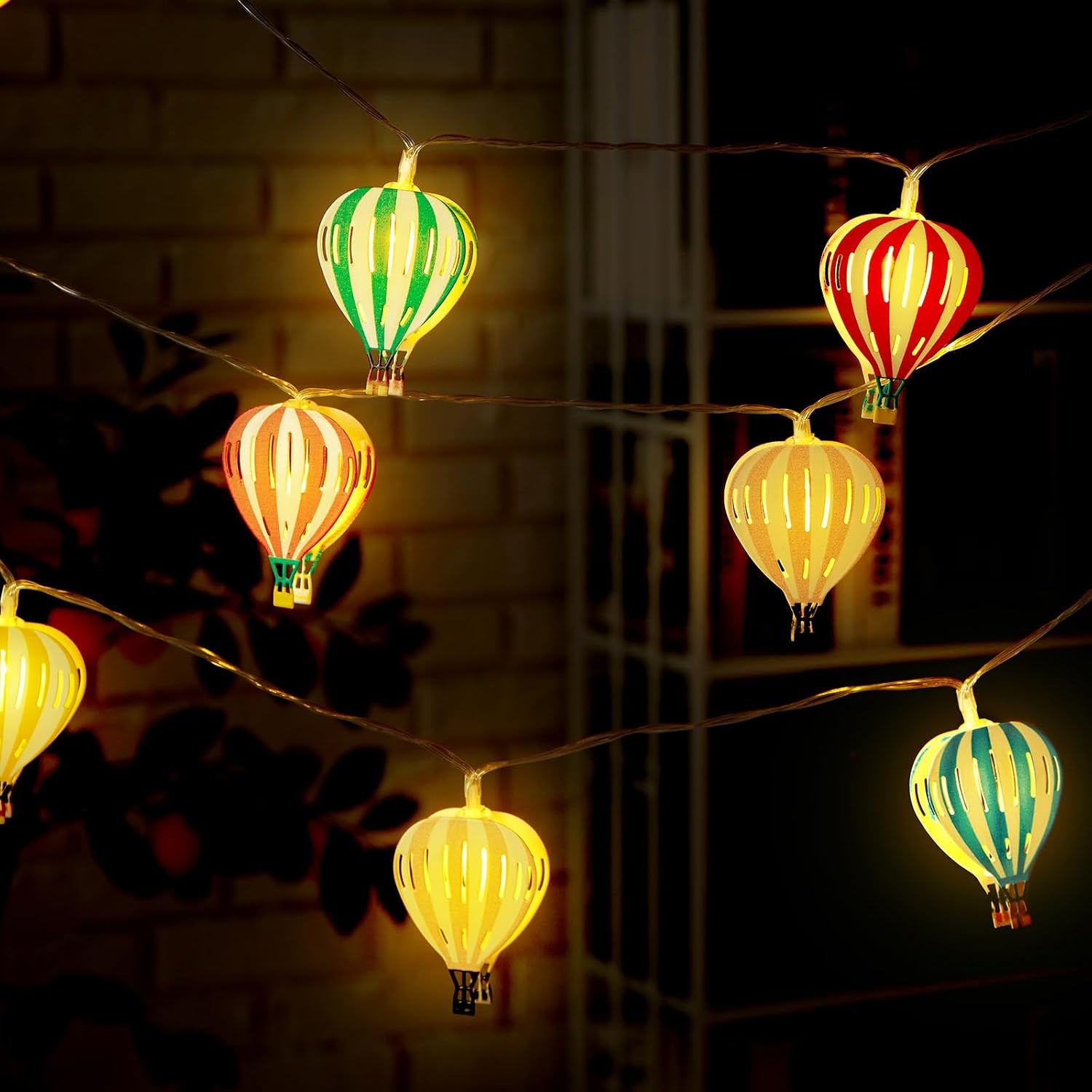 20 LED Multicolor Hot Air Balloon String Light 10ft Battery Operated | Hanging Hot Air Balloon Classroom Decor, Battery Operated String Light Banner Decoration, Wedding Birthday Party Nursery