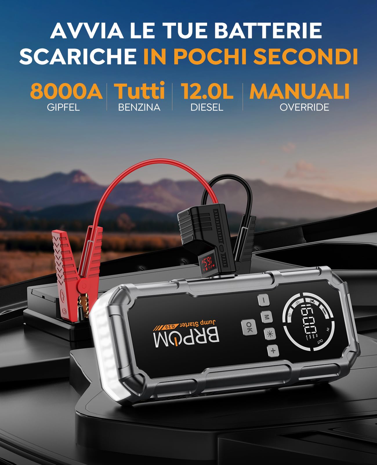 Car Battery Starter 160 PSI 8000 A - Dettaglio