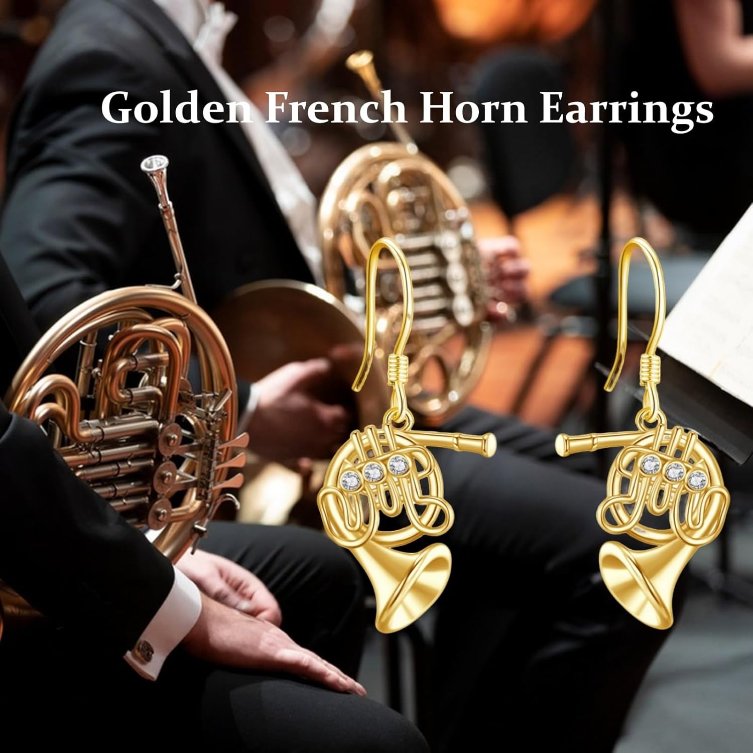 URONE Music Instrument Earrings 925 Sterling Silver Trumpet/Guitar/Clarinet/French Horn Earrings Instrument Jewelry Gifts For Women