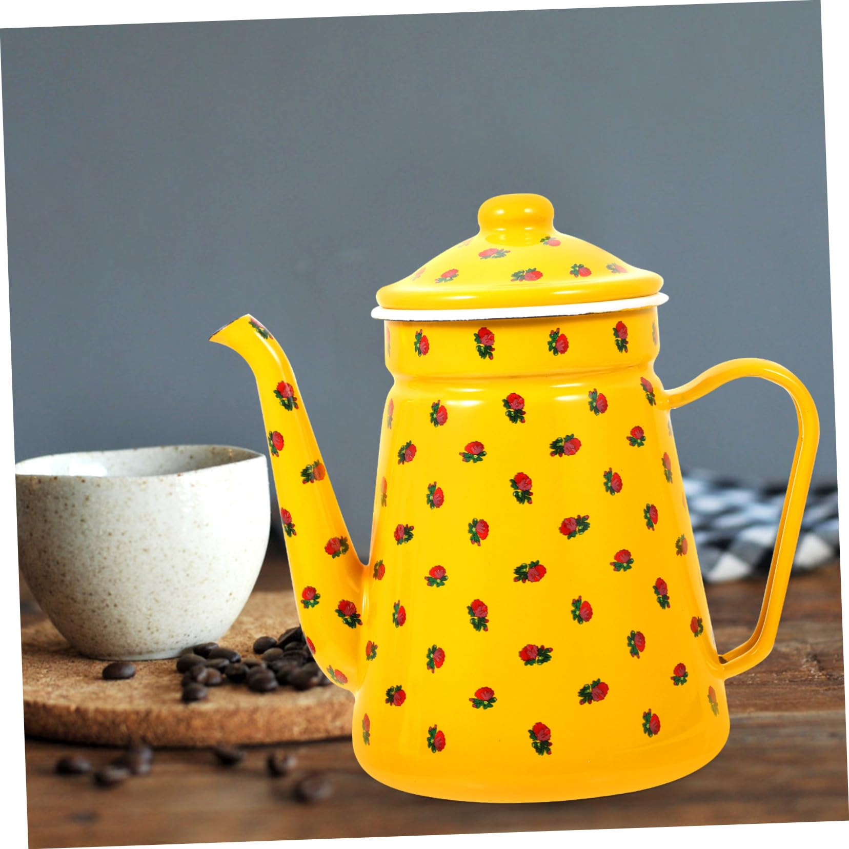 Mobestech Hervidor de Agua Esmaltado Vintage de 1.5L para Oficina y Hogar, Tetera Práctica y Fácil de Limpiar, Adecuado para Aficionados al Té