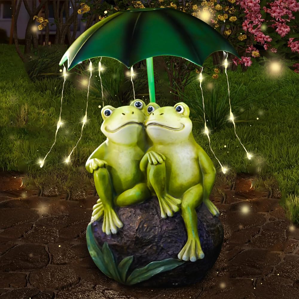 ZOYDP Solar Frog Statues, Solar Ornaments Outdoor Garden, Waterproof solar Lights Outdoor Garden Ornaments