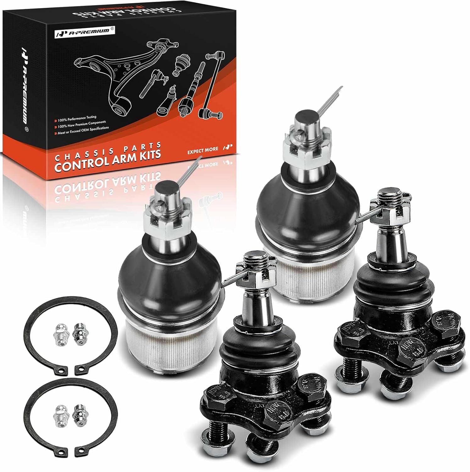 A-Premium Set of 4, Front Upper & Lower Ball Joints Kit, Compatible with Dodge Durango 2000-2003, Dakota 2000-2004, 4WD Only